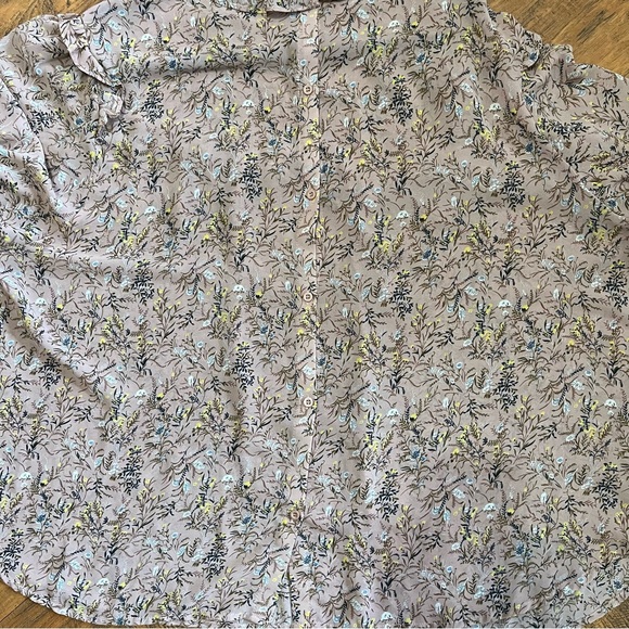 Shein plus curve blouse sheer ruffled flowy floral pattern button down back 4xlg - Picture 9 of 10